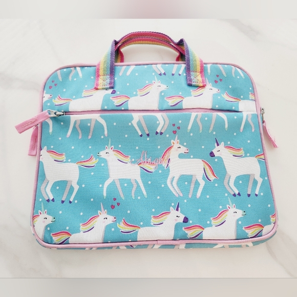 Pottery Barn Kids Other - Pottery Barn Kids Mackenzie Aqua Unicorn Parade Tablet Case, Abigail Monogram